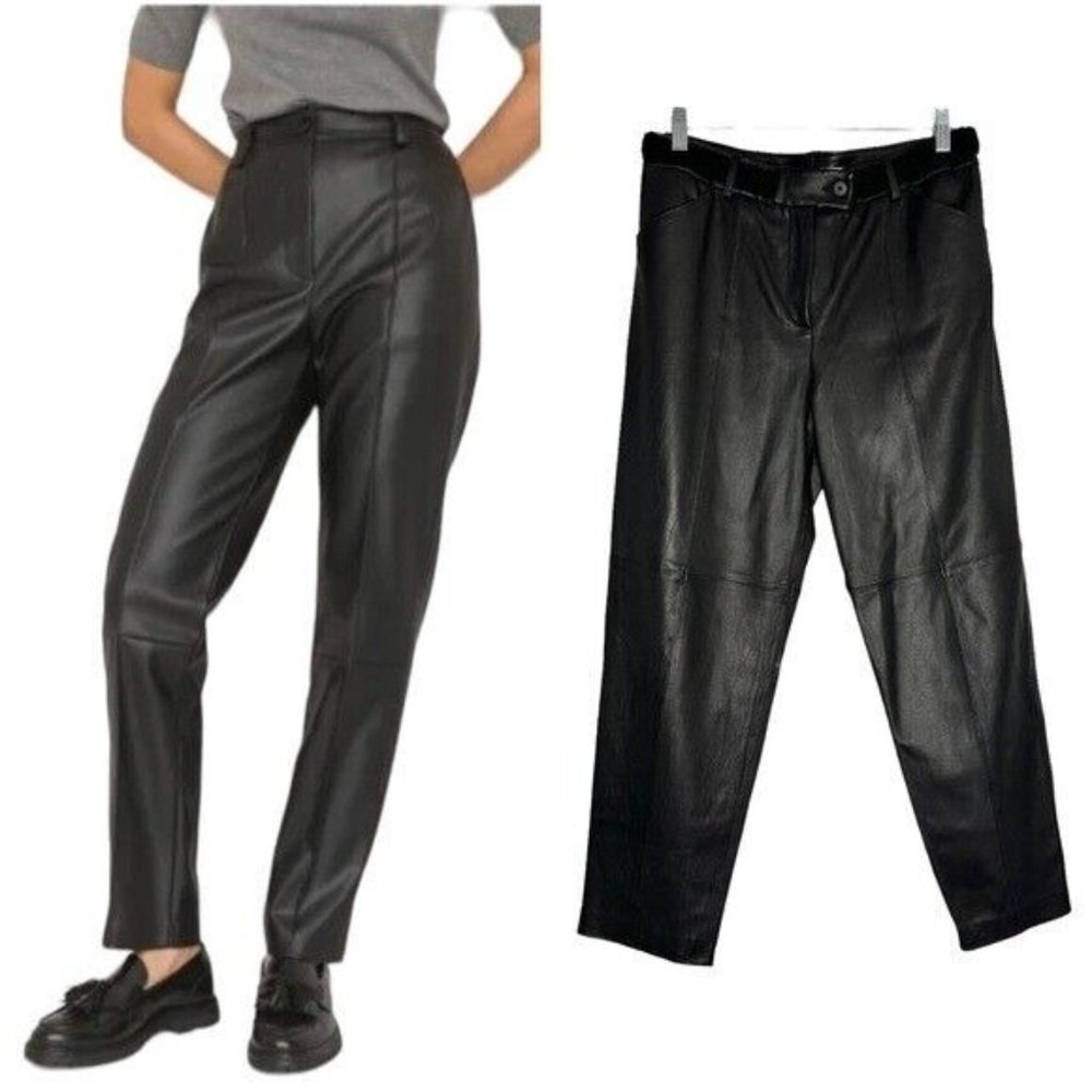 Thakoon Addition Women’s Black Lambskin Leather Pants Size 4